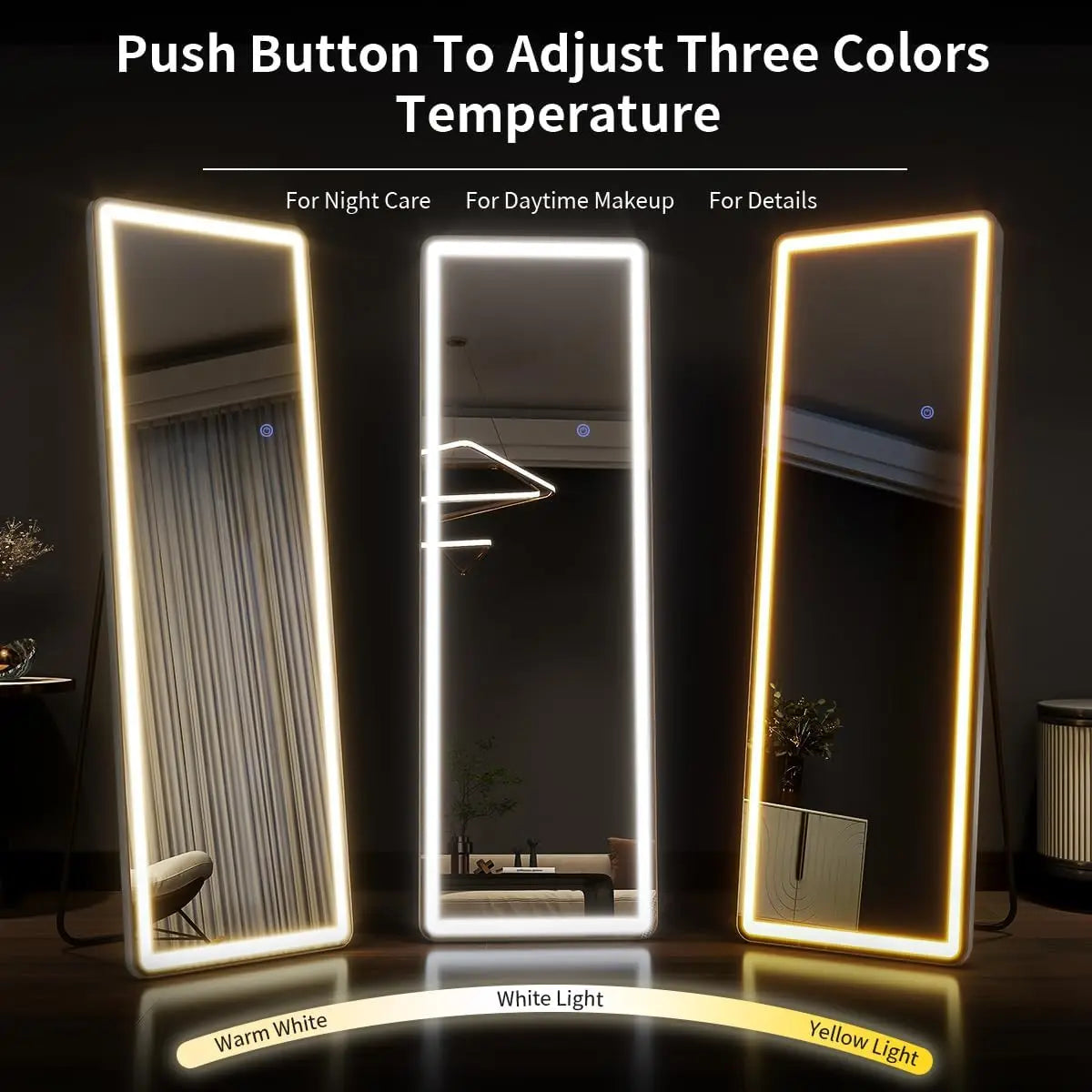 LED Full Length Floor Mirror with Dimmable Lights & Modern Stand | Perfect for Dressing Rooms and Grooming