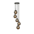 Matte Black Chandelier Light with 5 Smoke Globe Bulbs | Modern Design for Stunning Ambiance