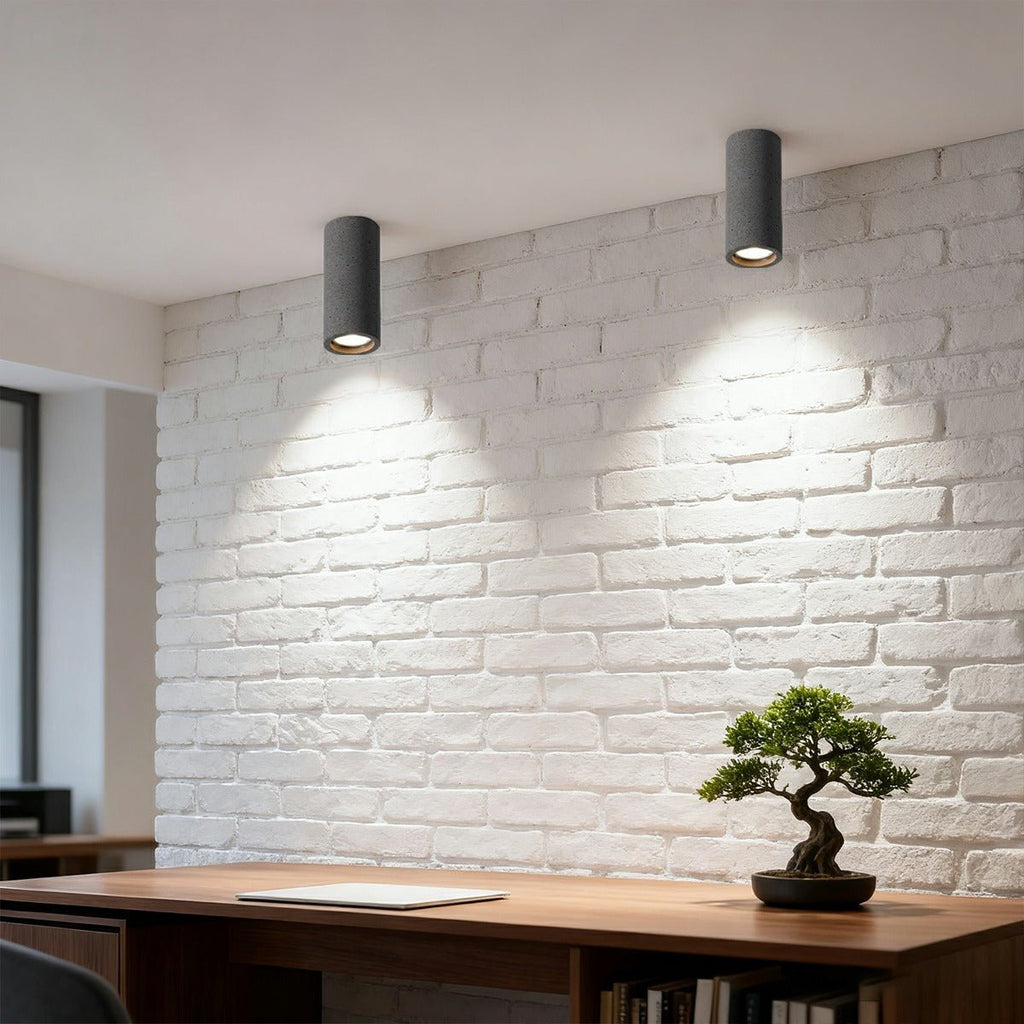 Minimalist Concrete LED Ceiling Light | Modern Round Design for Ambient Illumination