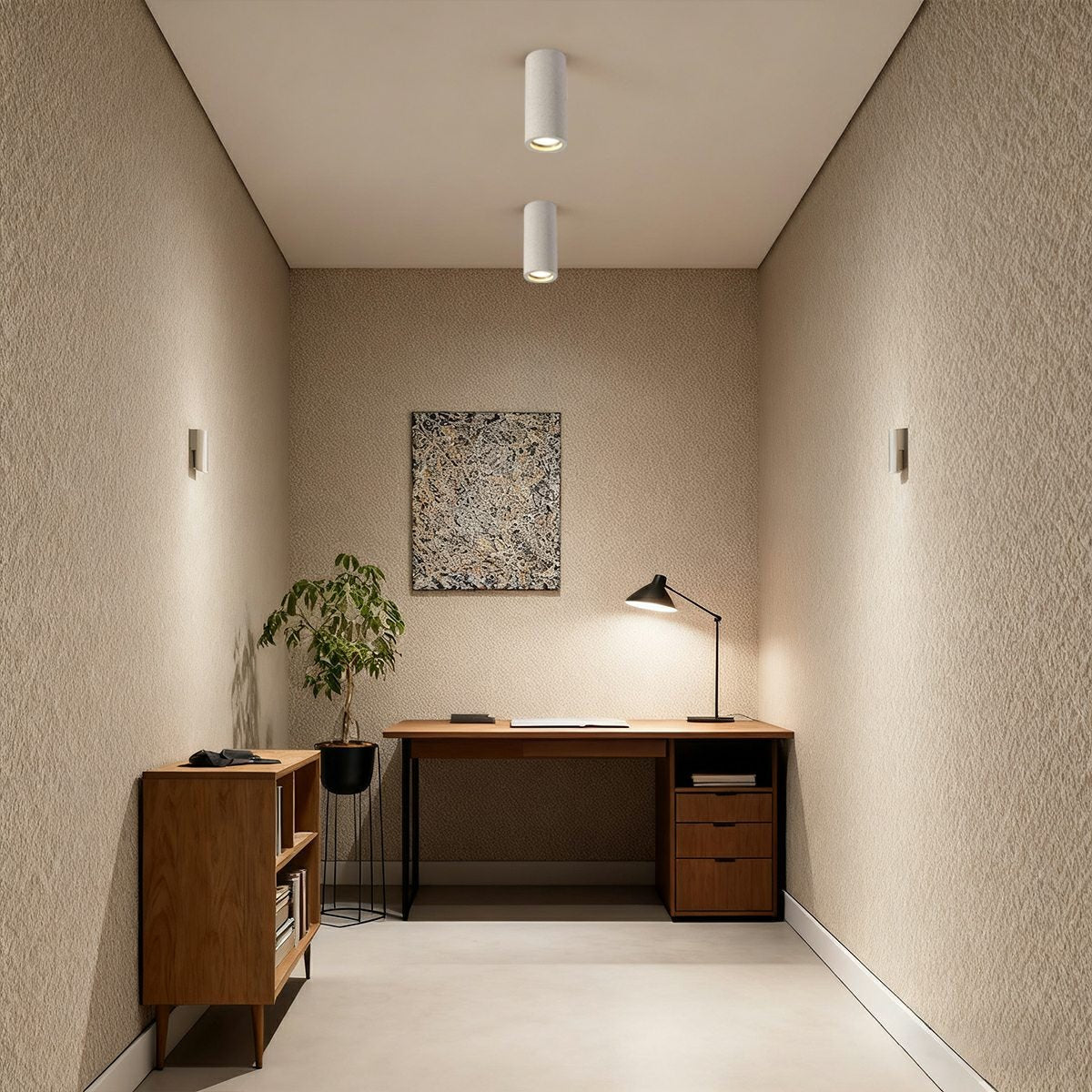 Minimalist Concrete LED Ceiling Light | Modern Round Design for Ambient Illumination