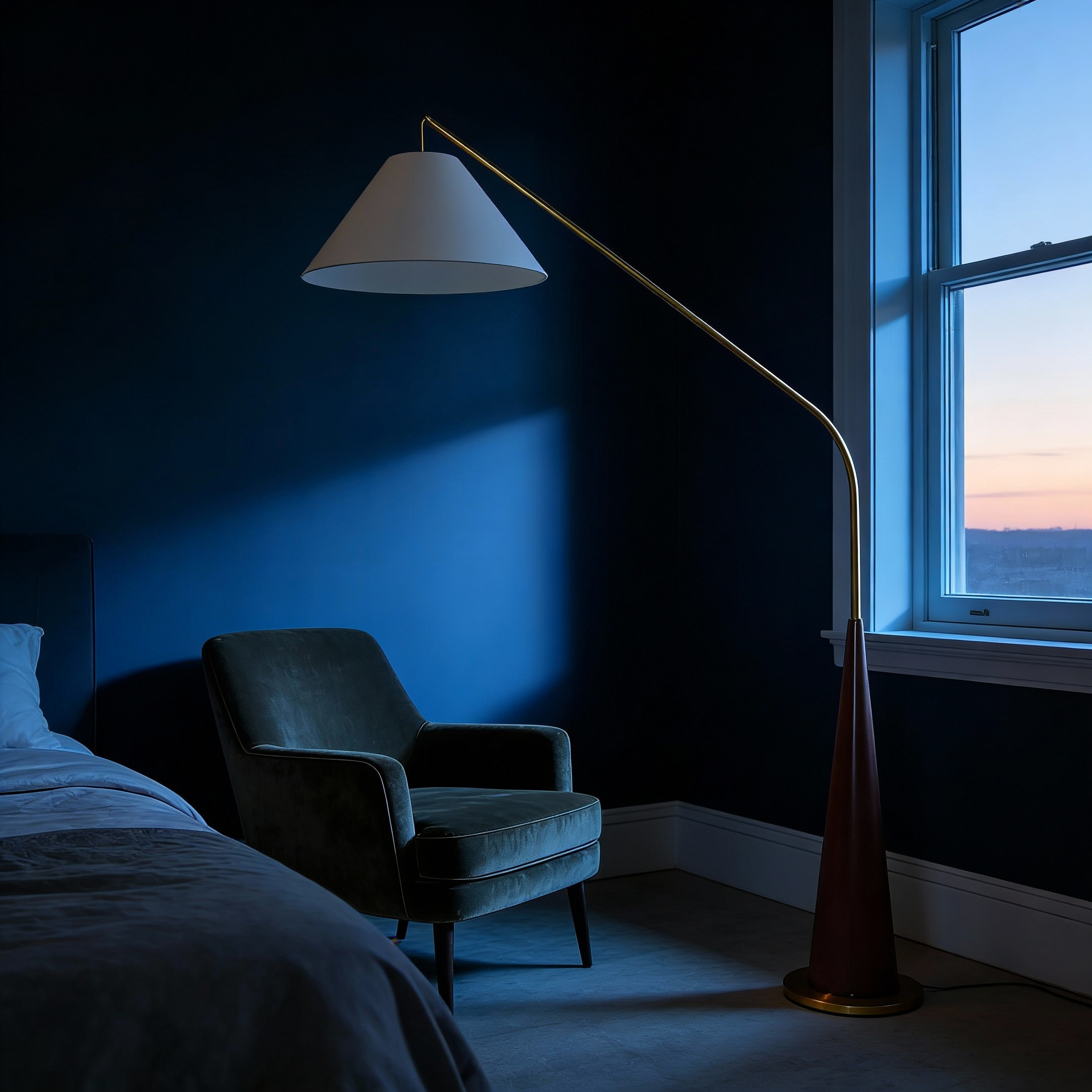 Modern Arc Floor Lamp with Wooden Base - Soft Ambient Lighting for Living Rooms