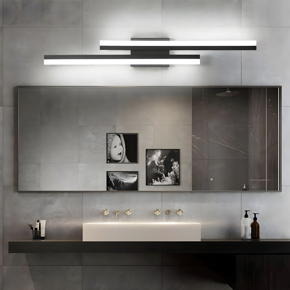 Modern Asymmetric Vanity Light Bar with Adjustable Color Temperature | Stylish Iron Bathroom Lighting for Elegant Illumination
