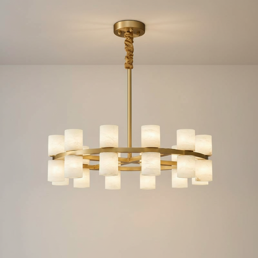 Modern Brass Pendant Light with Alabaster Shades | Elegant Kitchen Pendant Lighting for Inviting Ambiance