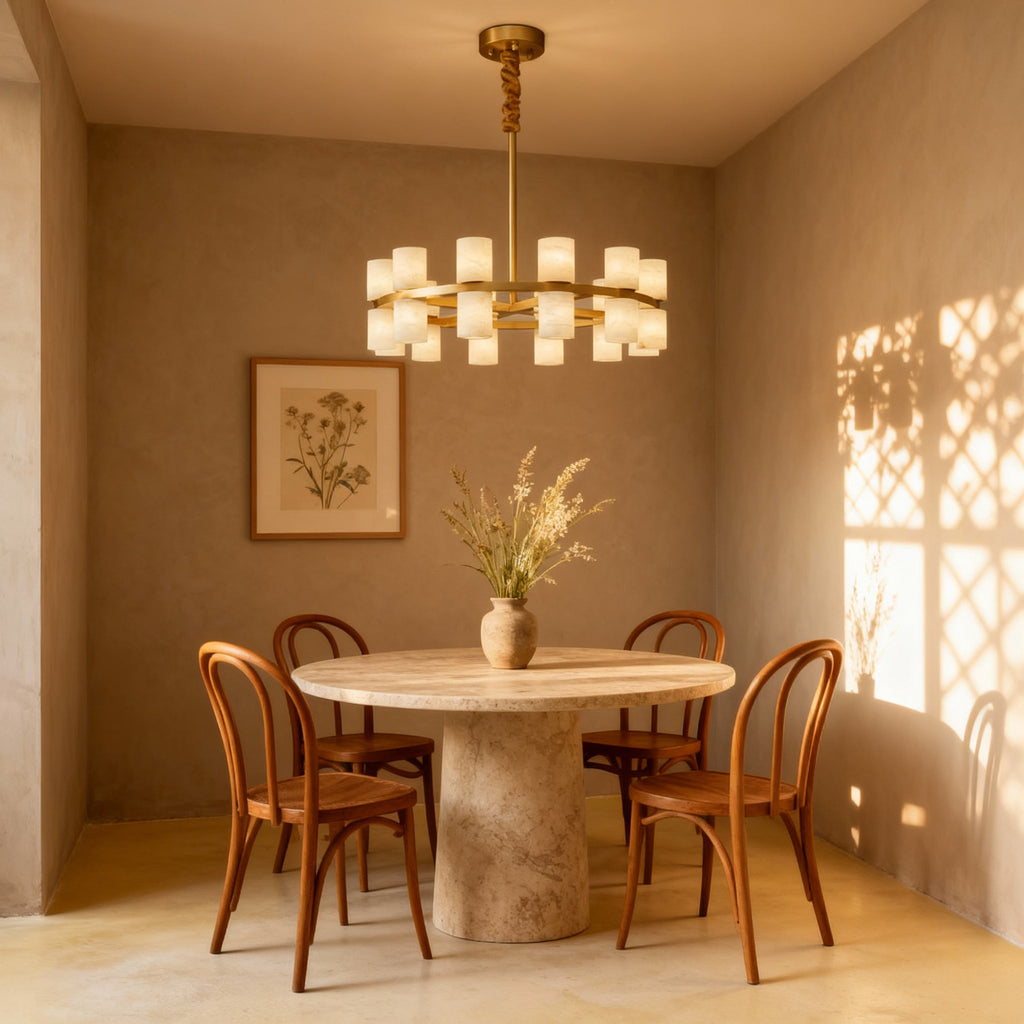 Modern Brass Pendant Light with Alabaster Shades | Elegant Kitchen Pendant Lighting for Inviting Ambiance