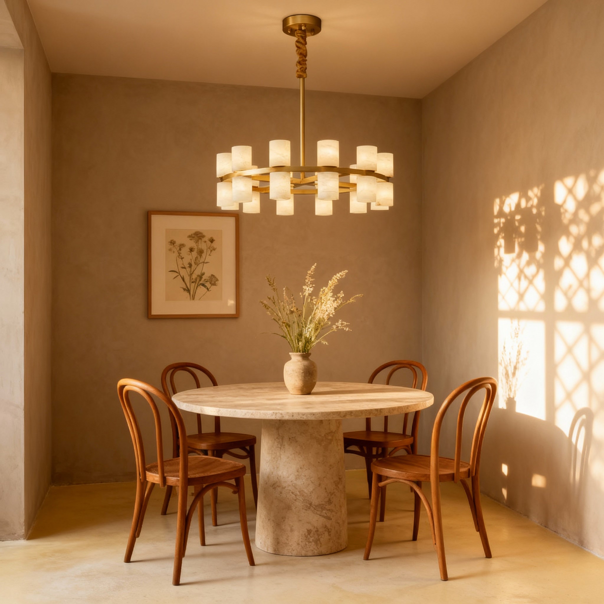 Modern Brass Pendant Light with Alabaster Shades | Elegant Kitchen Pendant Lighting for Inviting Ambiance