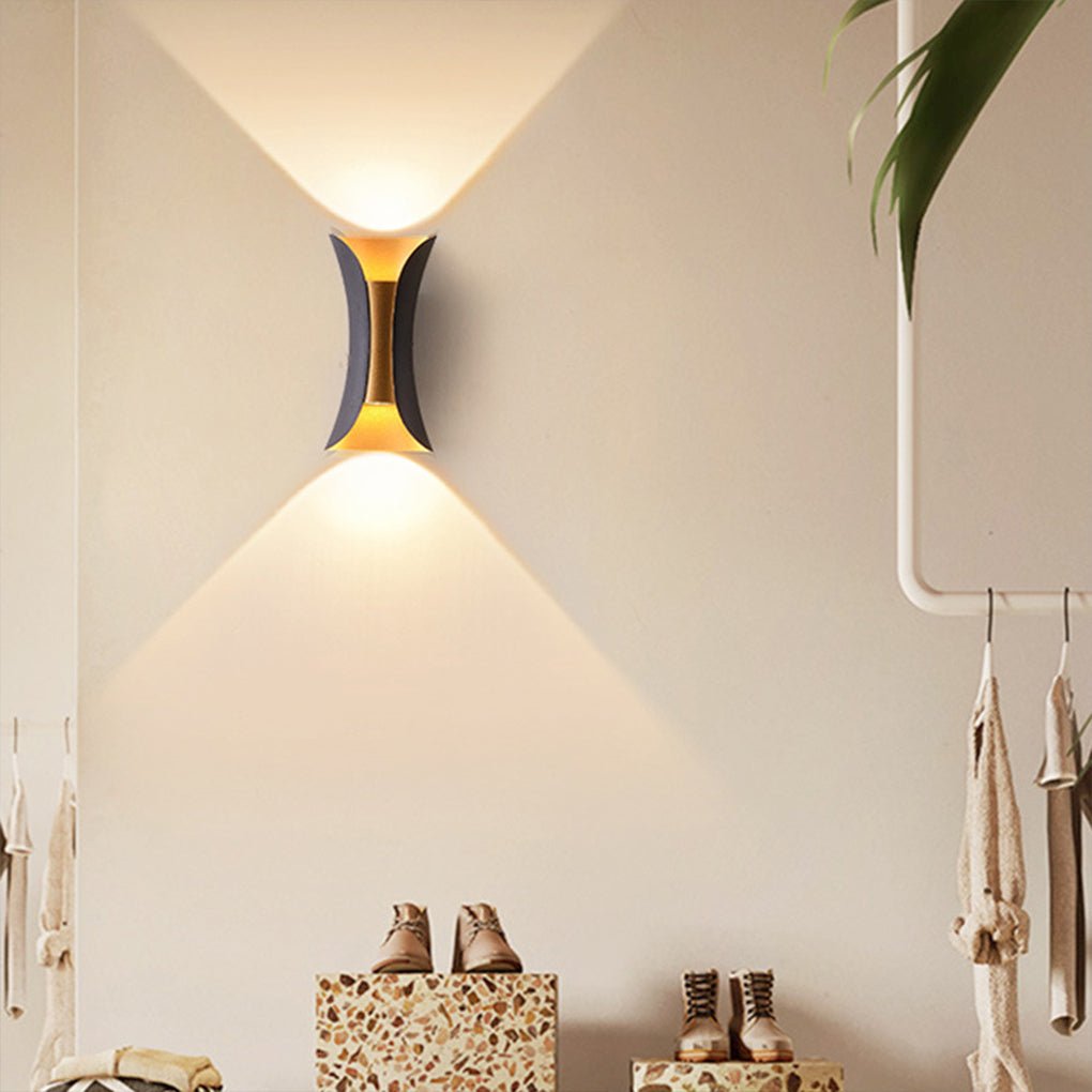 Modern Curved Wall Sconce Light with Dual Directional Projection | Waterproof Design for Outdoor Illumination