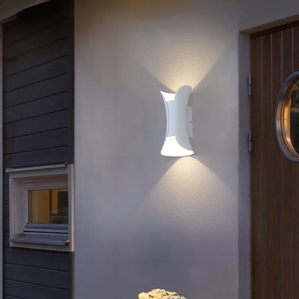 Modern Curved Wall Sconce Light with Dual Directional Projection | Waterproof Design for Outdoor Illumination