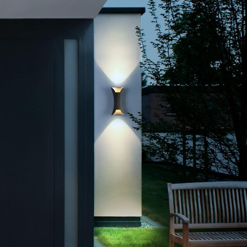 Modern Curved Wall Sconce Light with Dual Directional Projection | Waterproof Design for Outdoor Illumination