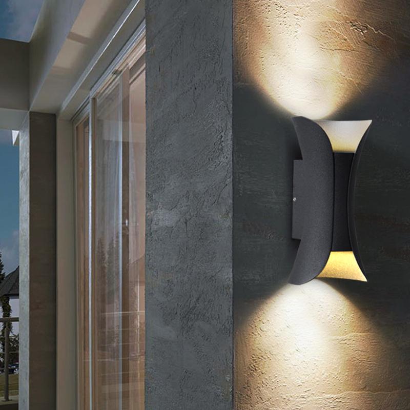 Modern Curved Wall Sconce Light with Dual Directional Projection | Waterproof Design for Outdoor Illumination