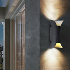 Modern Curved Wall Sconce Light with Dual Directional Projection | Waterproof Design for Outdoor Illumination