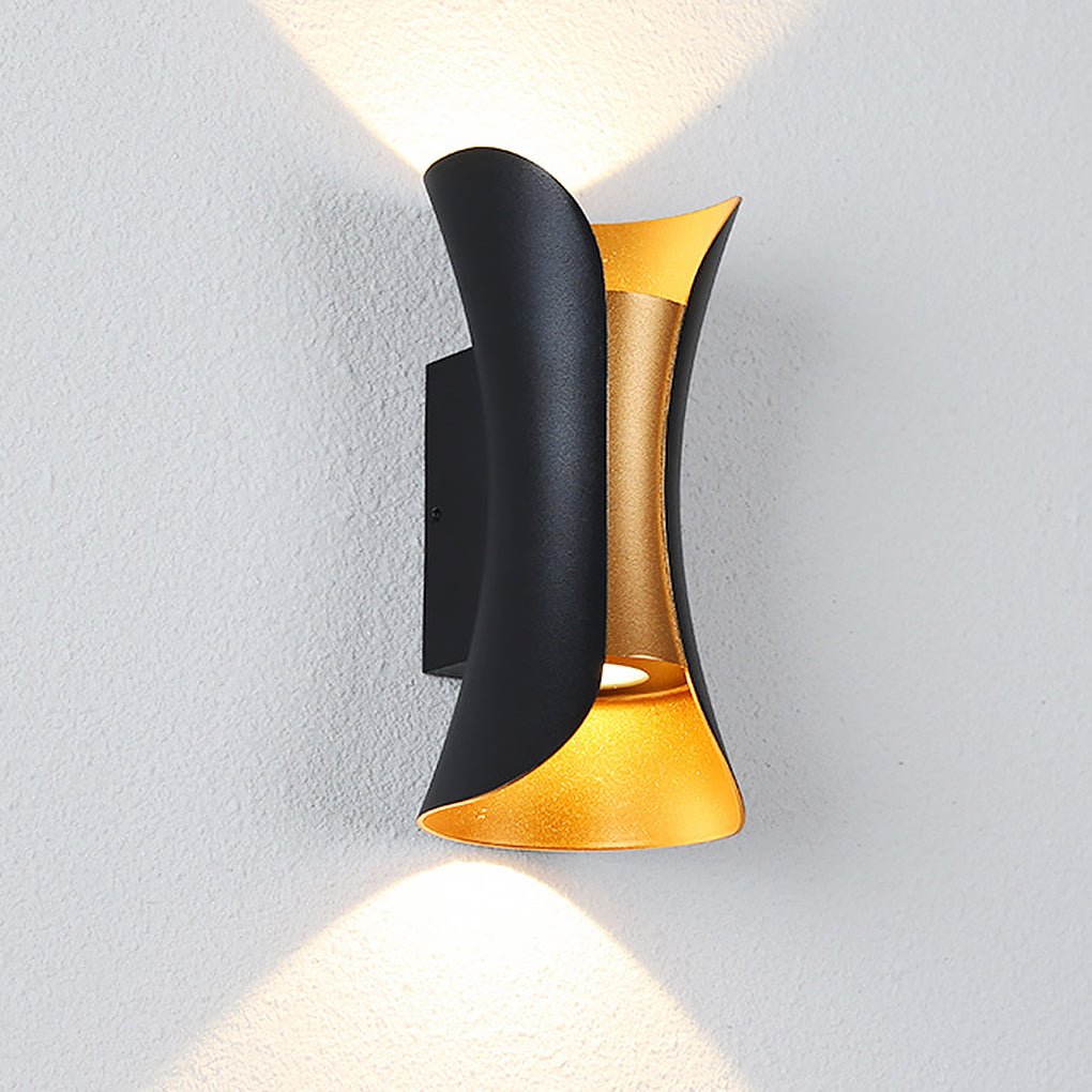 Modern Curved Wall Sconce Light with Dual Directional Projection | Waterproof Design for Outdoor Illumination