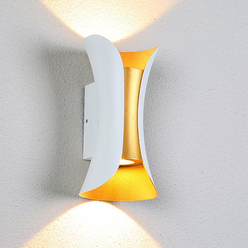 Modern Curved Wall Sconce Light with Dual Directional Projection | Waterproof Design for Outdoor Illumination