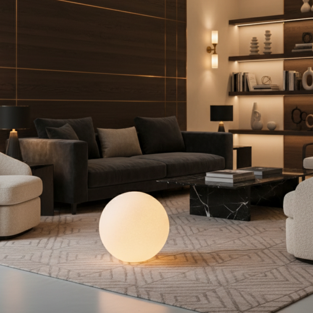 Modern Floor Lamp | Stylish Resin Globe with Soft Light Diffusion | Elegant Design for Cozy Ambiance