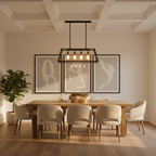 Modern Geometric Glass Pendant Light | Adjustable Height for Kitchen Island Illumination