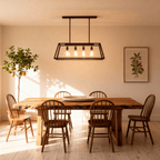 Modern Geometric Glass Pendant Light | Adjustable Height for Kitchen Island Illumination