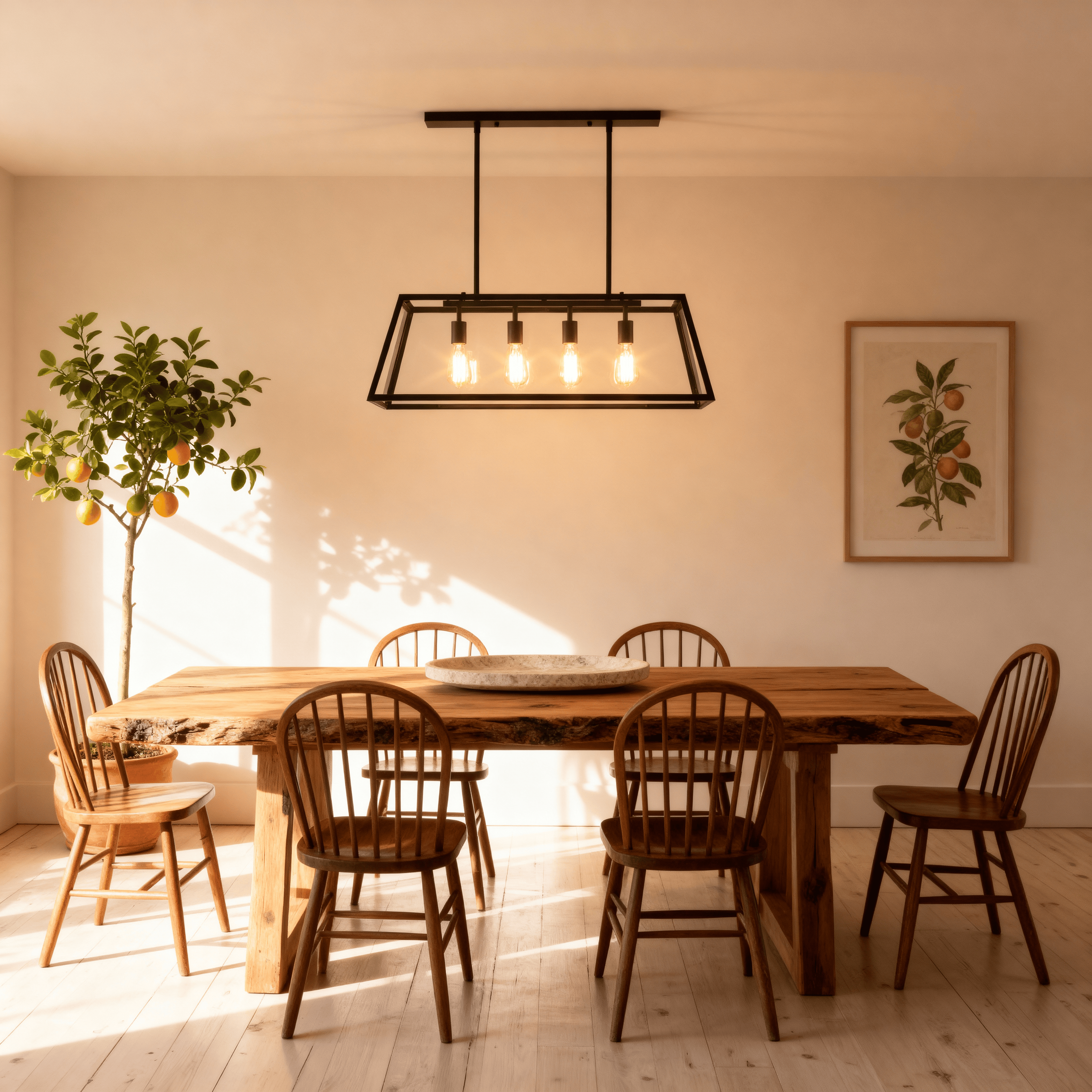 Modern Geometric Glass Pendant Light | Adjustable Height for Kitchen Island Illumination