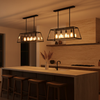 Modern Geometric Glass Pendant Light | Adjustable Height for Kitchen Island Illumination