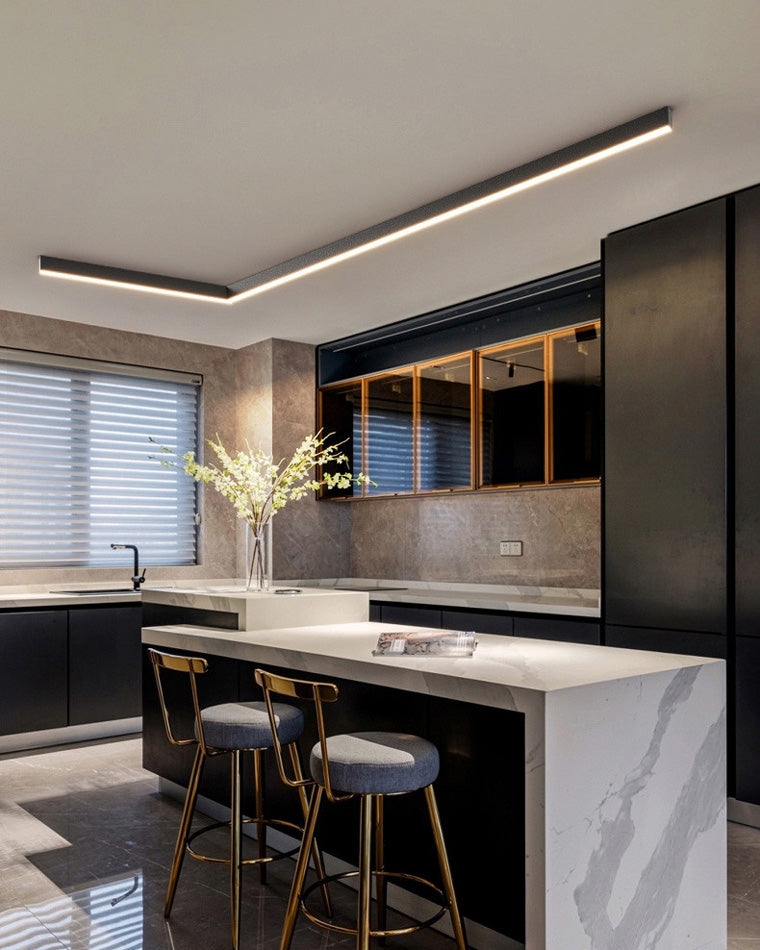 Modern Linear Ceiling Light | Dimmable LED Fixture with Remote Control | Adjustable Ambiance for Any Room