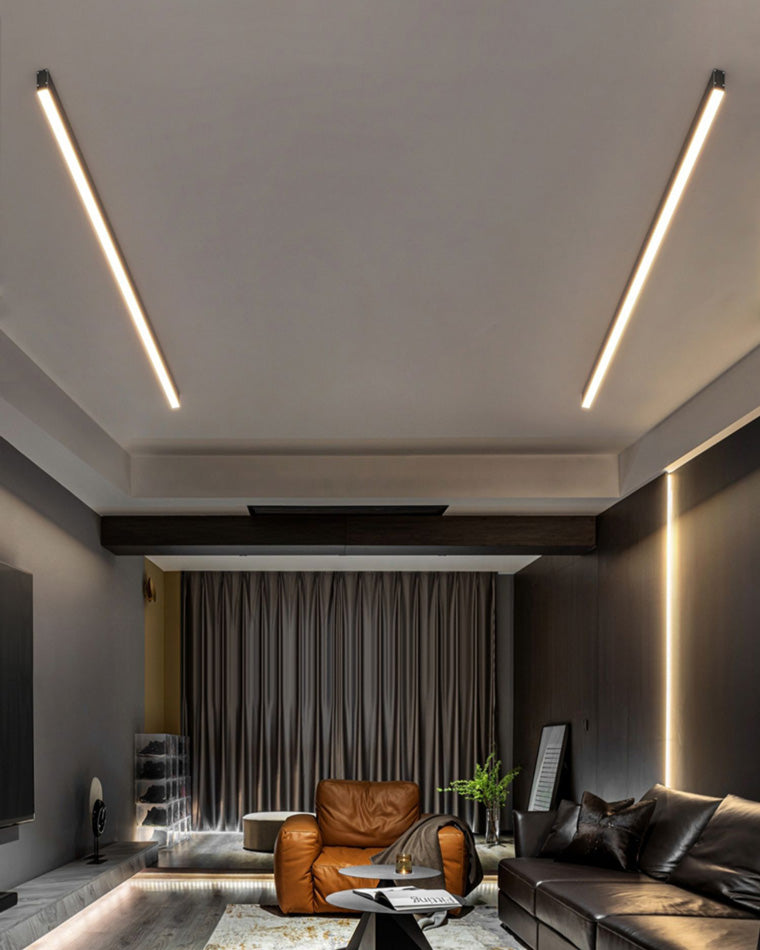 Modern Linear Ceiling Light | Dimmable LED Fixture with Remote Control | Adjustable Ambiance for Any Room