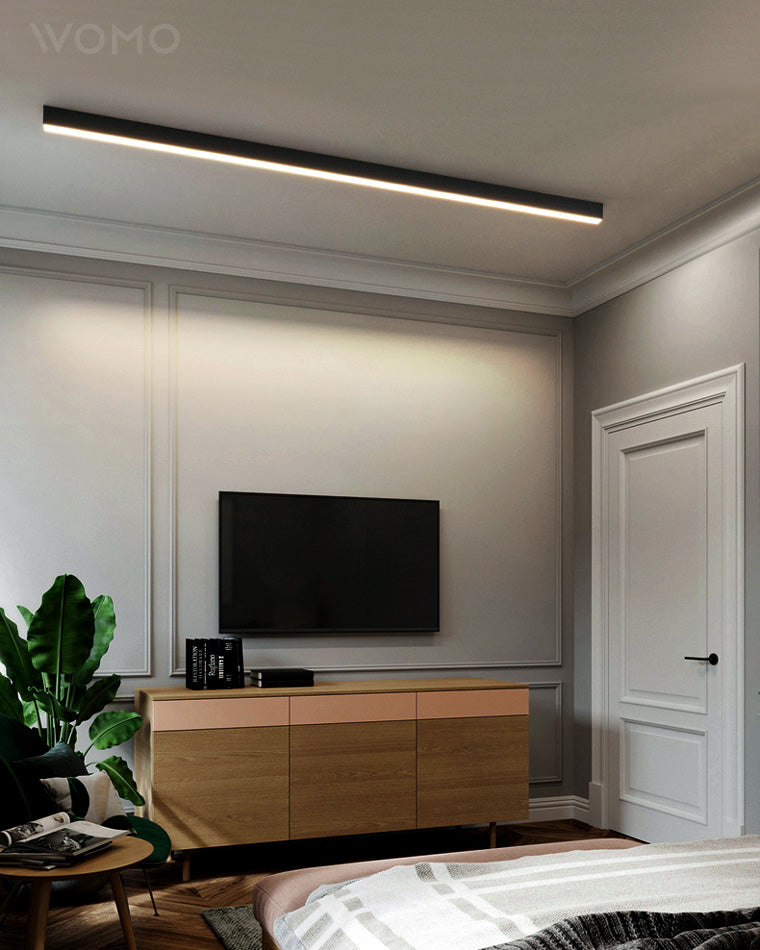 Modern Linear Ceiling Light | Dimmable LED Fixture with Remote Control | Adjustable Ambiance for Any Room