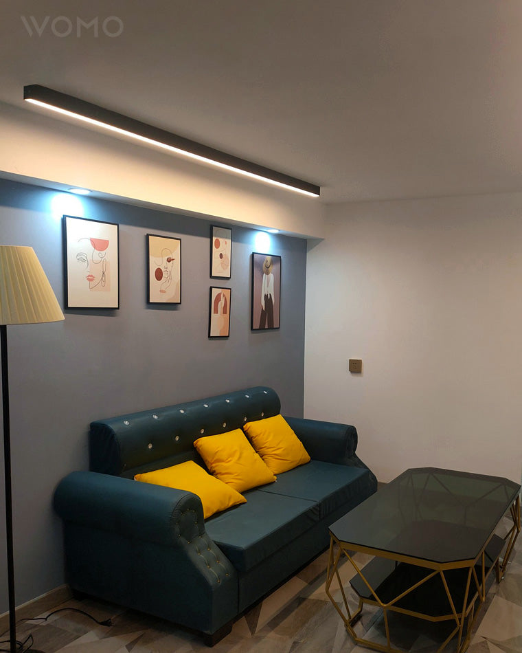 Modern Linear Ceiling Light | Dimmable LED Fixture with Remote Control | Adjustable Ambiance for Any Room