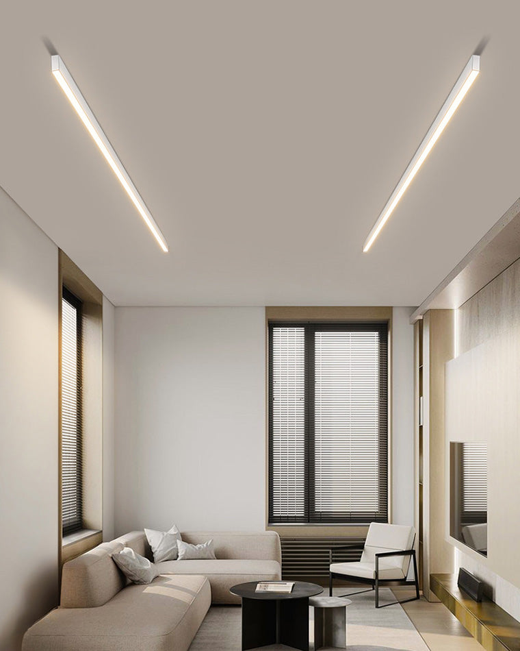 Modern Linear Ceiling Light | Dimmable LED Fixture with Remote Control | Adjustable Ambiance for Any Room