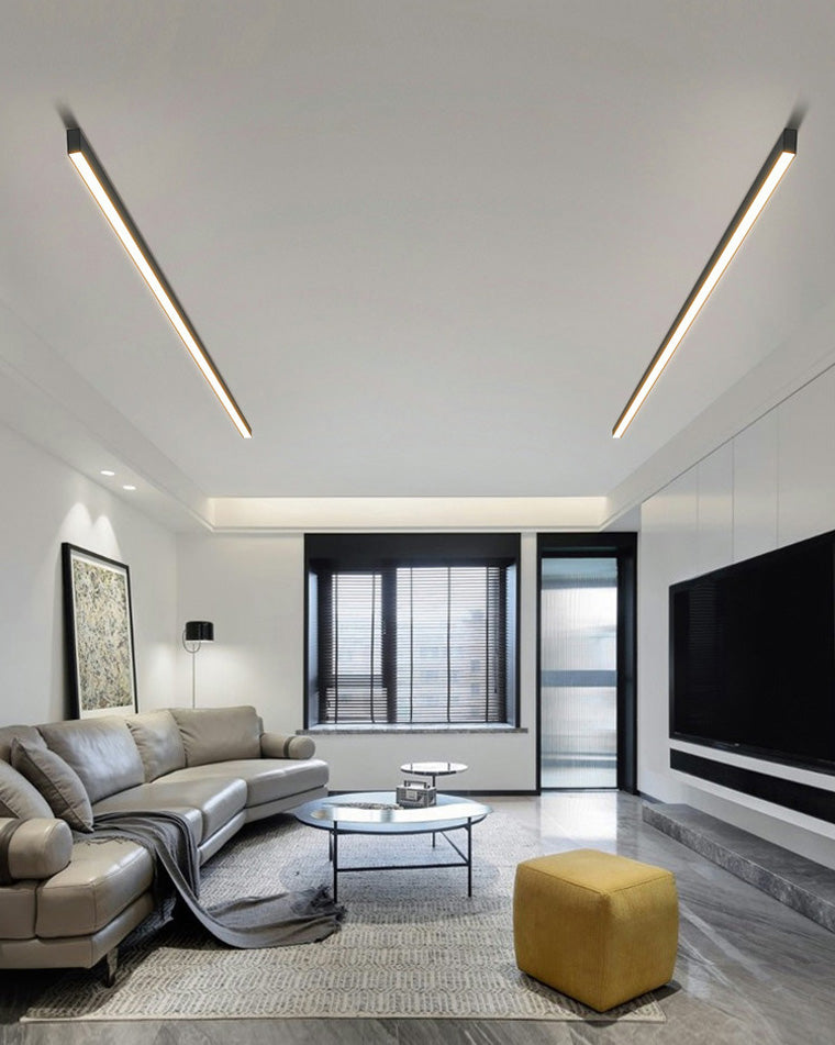 Modern Linear Ceiling Light | Dimmable LED Fixture with Remote Control | Adjustable Ambiance for Any Room