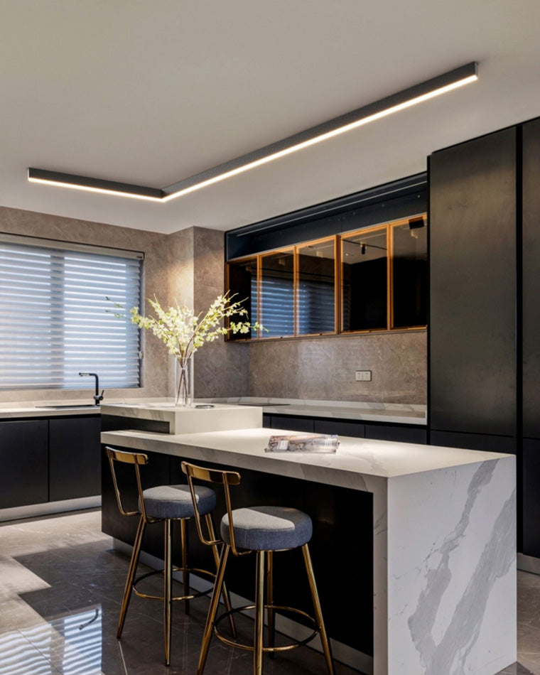 Modern Linear Ceiling Light | Dimmable LED Fixture with Remote Control | Adjustable Ambiance for Any Room