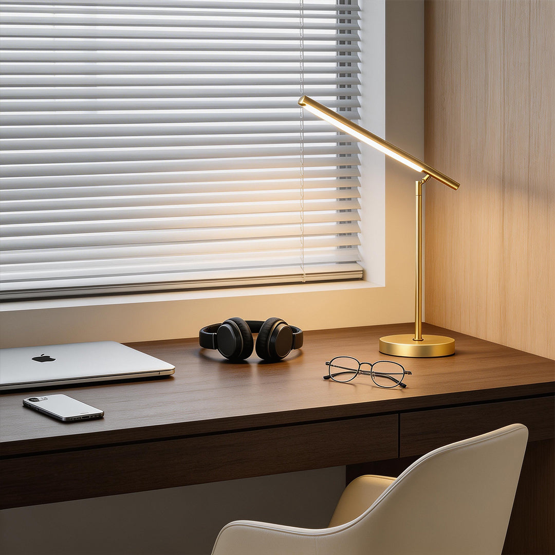 Modern Minimalist | Adjustable LED Desk Lamp with Brushed Copper Finish | Stylish Task Lighting for Home Office