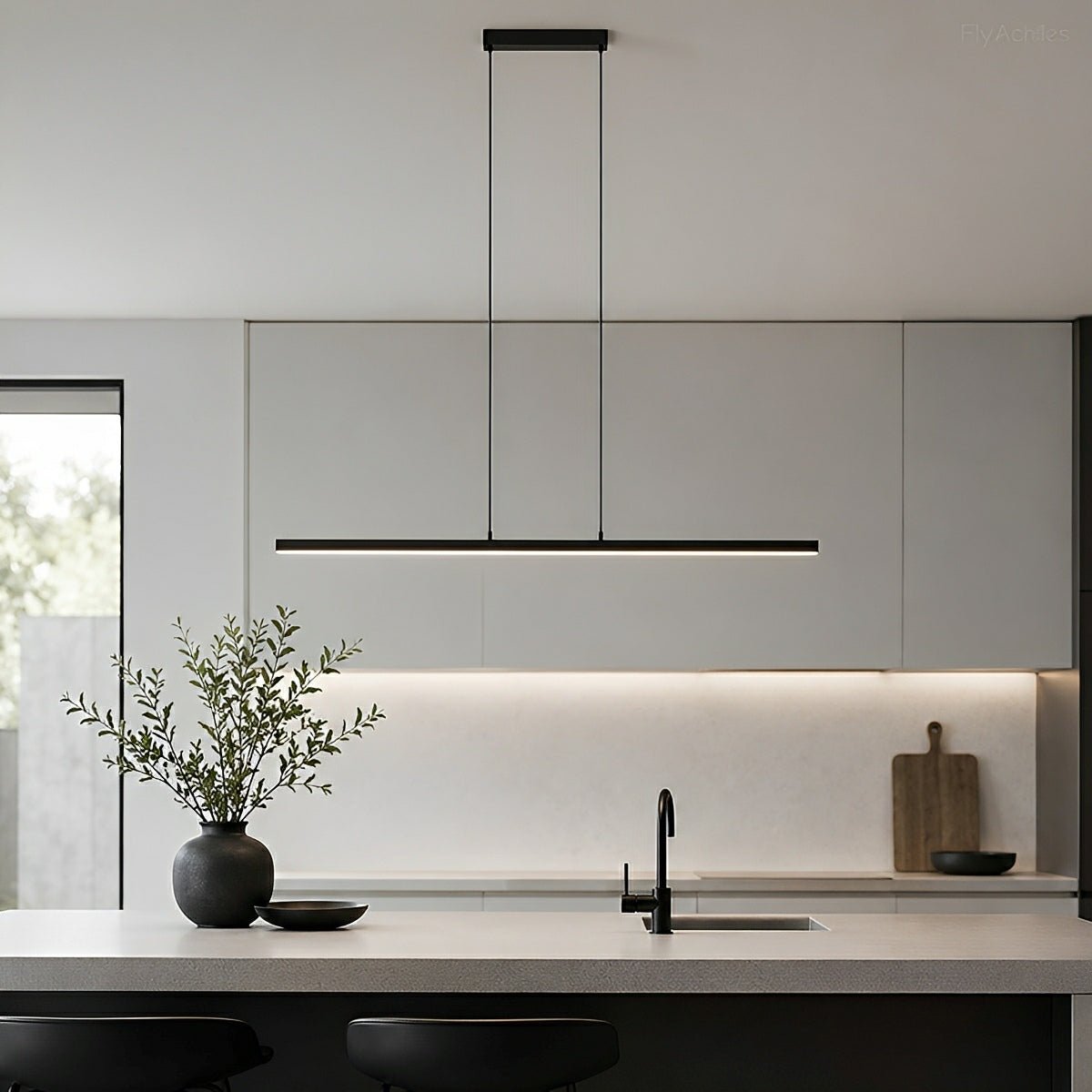 Modern Minimalist | Adjustable Linear Pendant Light for Kitchen with Dimmable Illumination | Ideal for Dining and Workspaces