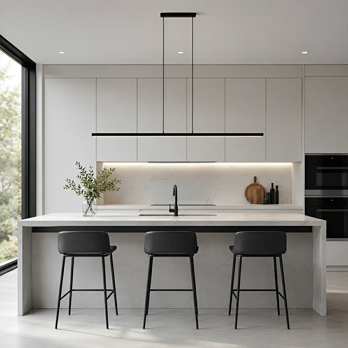 Modern Minimalist | Adjustable Linear Pendant Light for Kitchen with Dimmable Illumination | Ideal for Dining and Workspaces