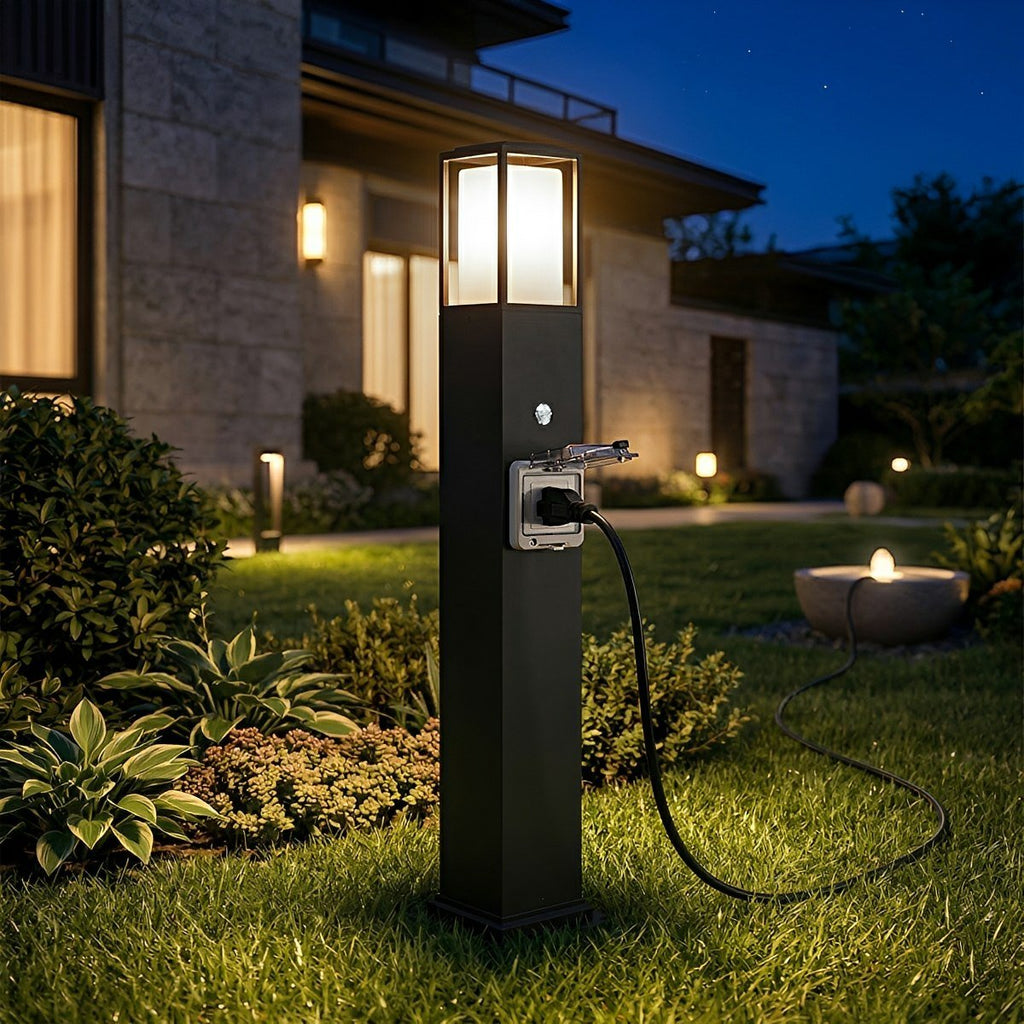 Modern Outdoor Pathway Lights | Solar LED Walkway Lights with Built-In Power Socket | Weather-Resistant Design for Safe Illumination