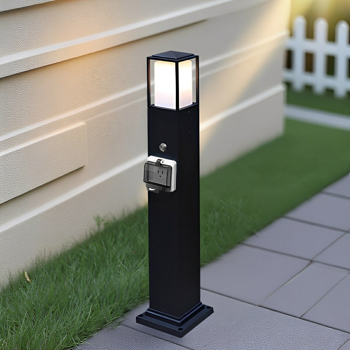 Modern Outdoor Pathway Lights | Solar LED Walkway Lights with Built-In Power Socket | Weather-Resistant Design for Safe Illumination