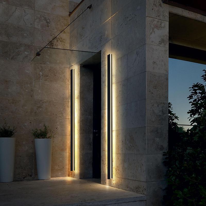 Modern Outdoor Wall Light | Sleek Linear Sconce with Integrated LED & Four Color Modes | Durable Exterior Wall Lights for Versatile Illumination