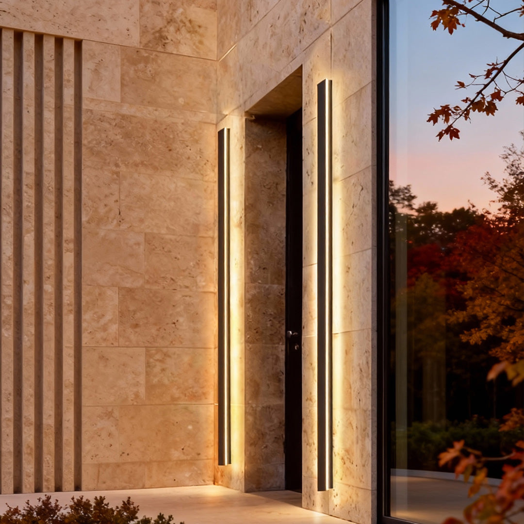 Modern Outdoor Wall Light | Sleek Linear Sconce with Integrated LED & Four Color Modes | Durable Exterior Wall Lights for Versatile Illumination