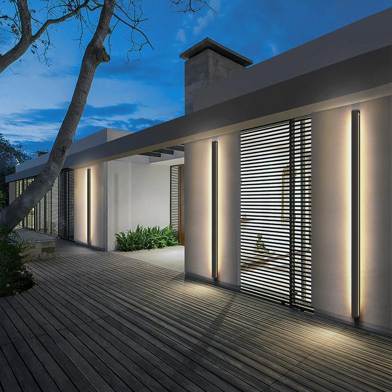 Modern Outdoor Wall Light | Sleek Linear Sconce with Integrated LED & Four Color Modes | Durable Exterior Wall Lights for Versatile Illumination