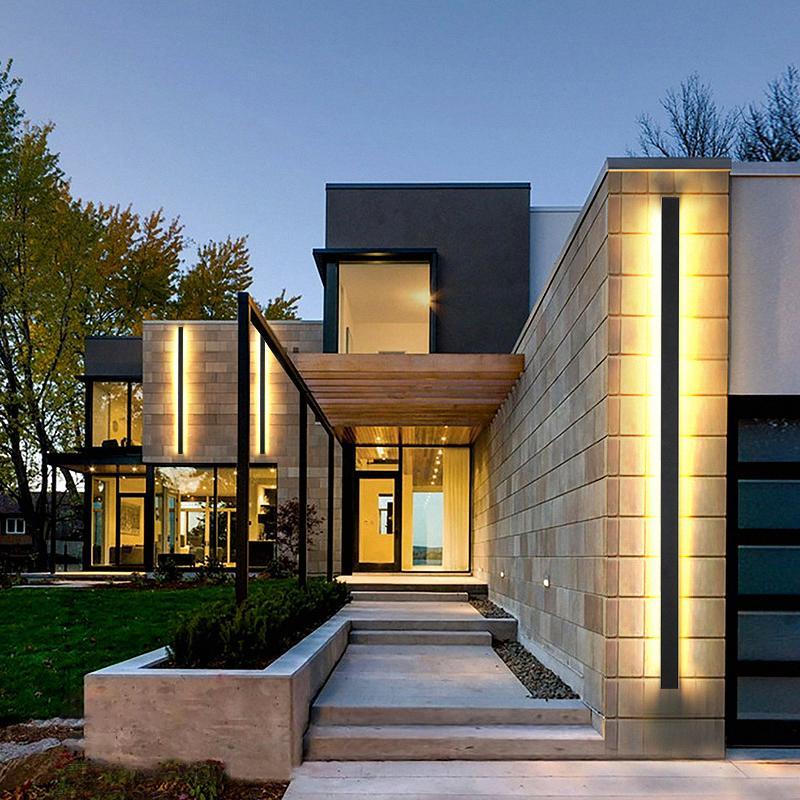 Modern Outdoor Wall Light | Sleek Linear Sconce with Integrated LED & Four Color Modes | Durable Exterior Wall Lights for Versatile Illumination