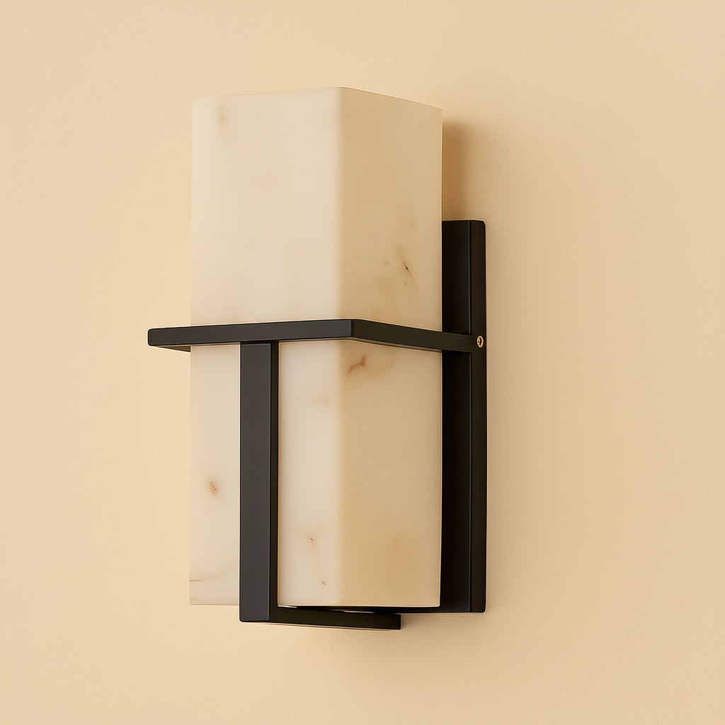 Modern Outdoor Wall Sconce | Marble-Effect Design with Soft Glow | Elegant Exterior Wall Light for Ambient Illumination