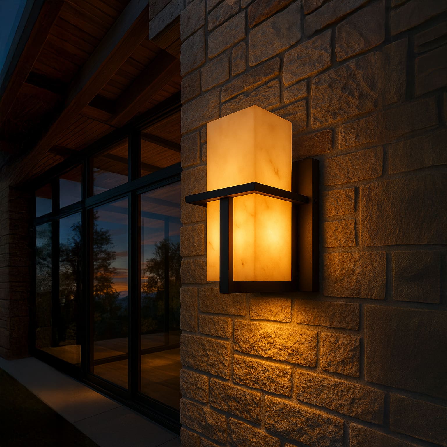 Modern Outdoor Wall Sconce | Marble-Effect Design with Soft Glow | Elegant Exterior Wall Light for Ambient Illumination
