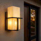 Modern Outdoor Wall Sconce | Marble-Effect Design with Soft Glow | Elegant Exterior Wall Light for Ambient Illumination