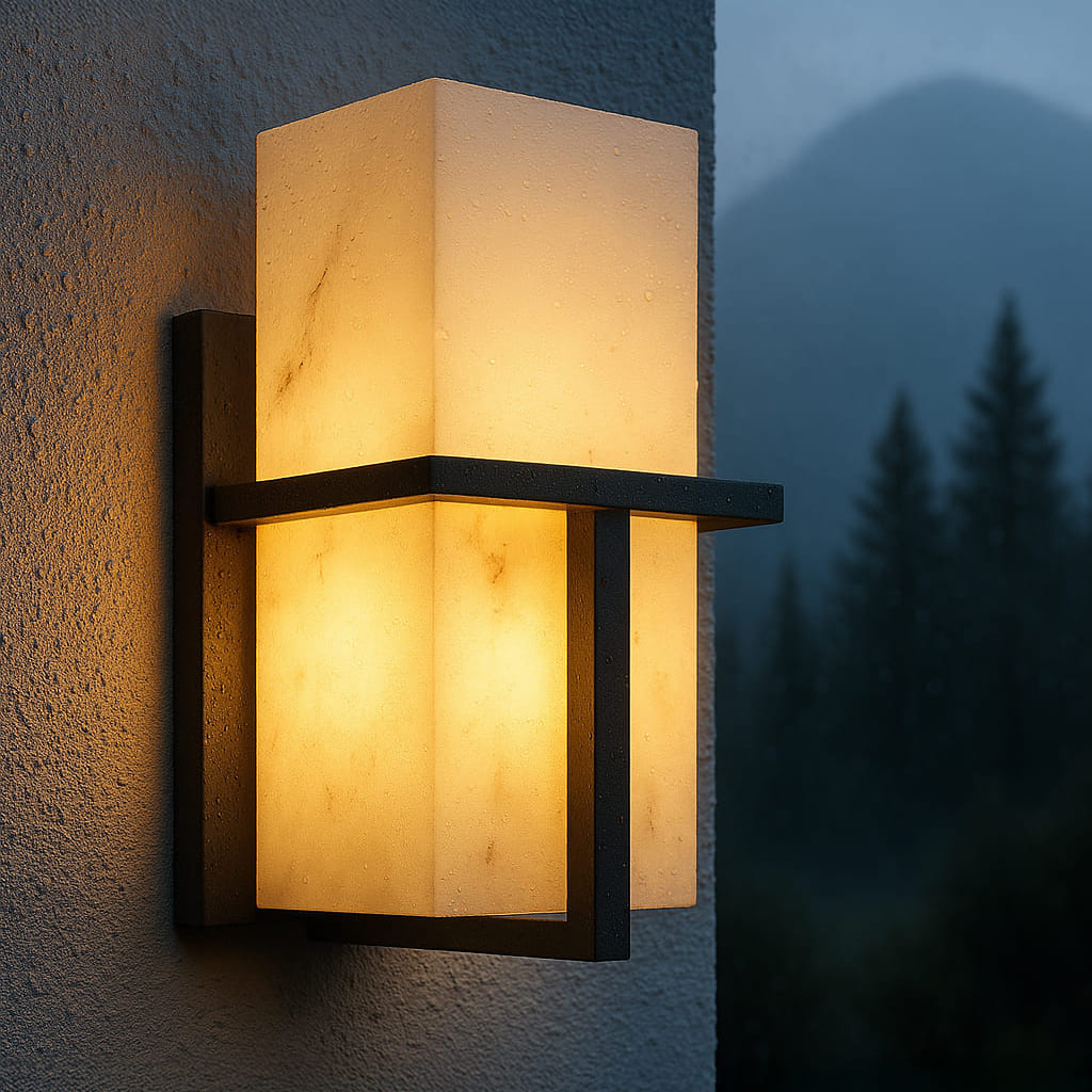 Modern Outdoor Wall Sconce | Marble-Effect Design with Soft Glow | Elegant Exterior Wall Light for Ambient Illumination