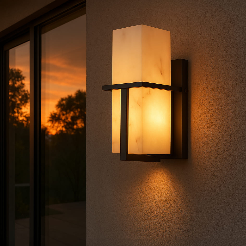 Modern Outdoor Wall Sconce | Marble-Effect Design with Soft Glow | Elegant Exterior Wall Light for Ambient Illumination