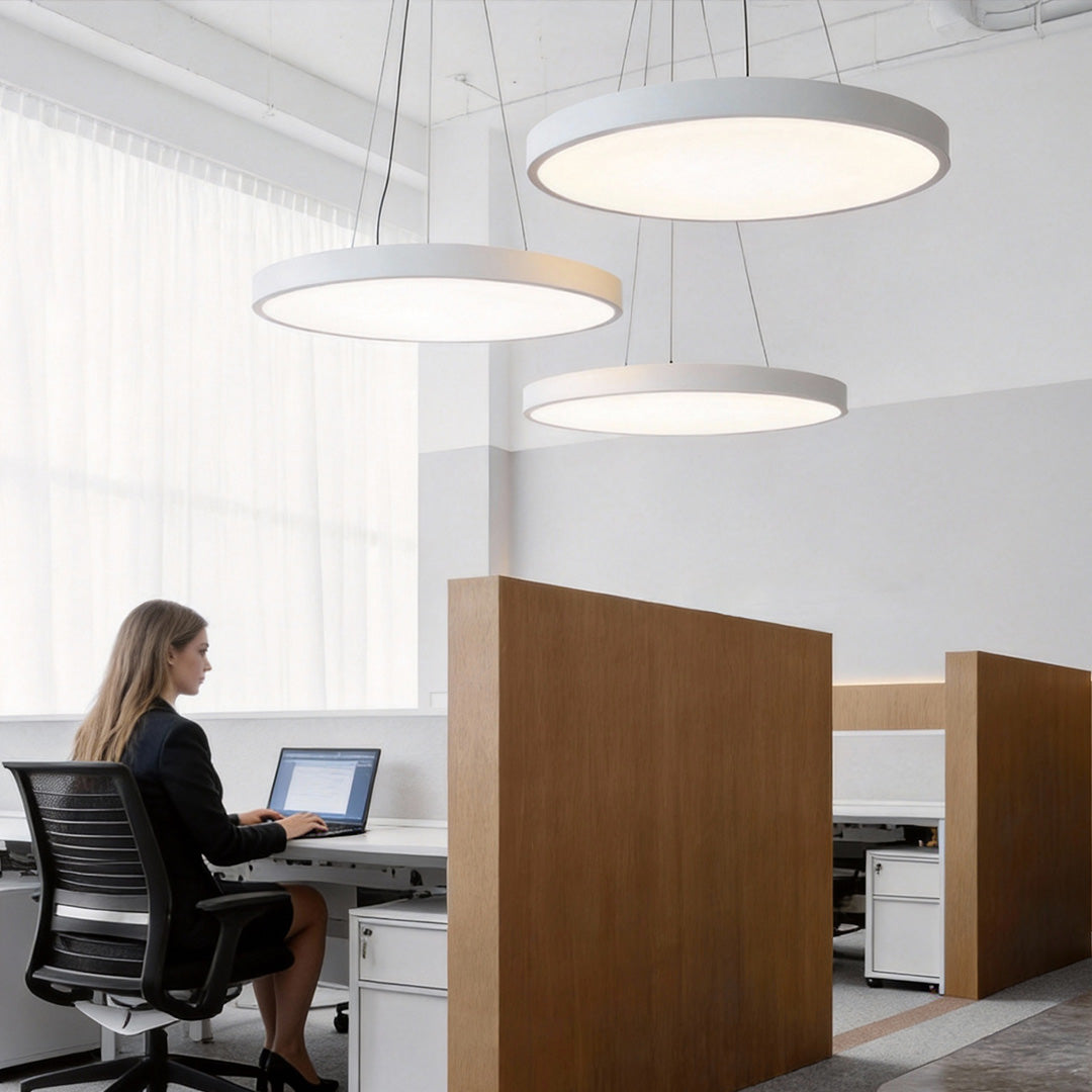 Modern Round Pendant | Adjustable Dimmable Ceiling Light Fixture with Glare-Free Design | Versatile Kitchen Pendant Lighting for Custom Illumination