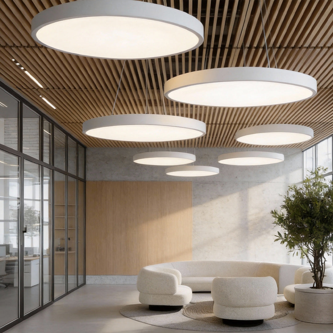 Modern Round Pendant | Adjustable Dimmable Ceiling Light Fixture with Glare-Free Design | Versatile Kitchen Pendant Lighting for Custom Illumination