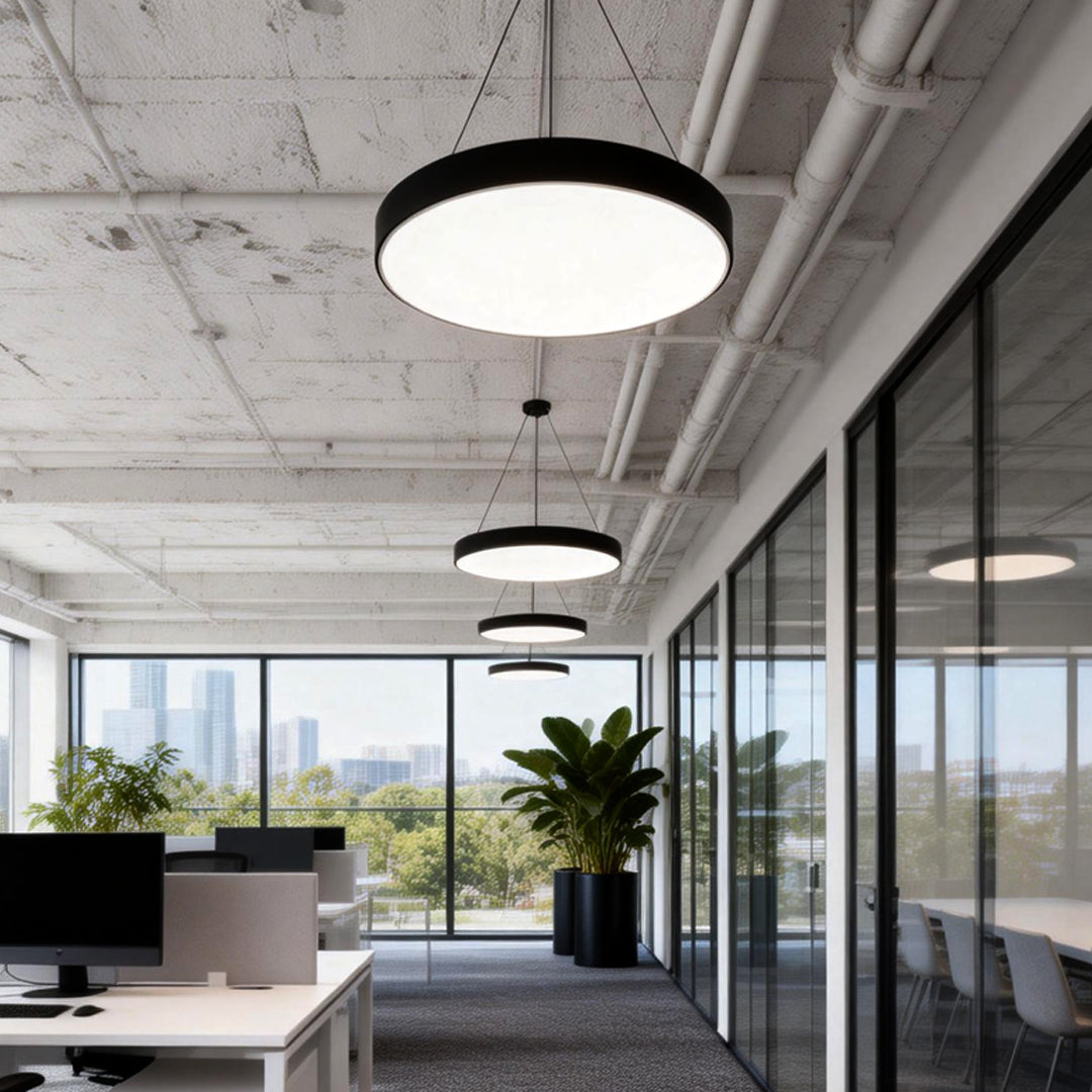 Modern Round Pendant | Adjustable Dimmable Ceiling Light Fixture with Glare-Free Design | Versatile Kitchen Pendant Lighting for Custom Illumination