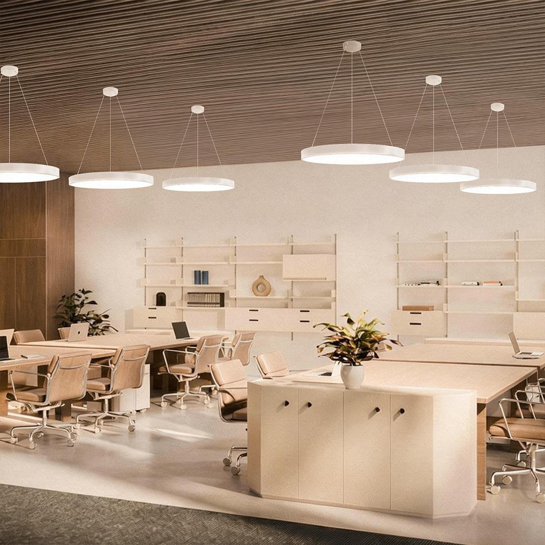 Modern Round Pendant | Adjustable Dimmable Ceiling Light Fixture with Glare-Free Design | Versatile Kitchen Pendant Lighting for Custom Illumination