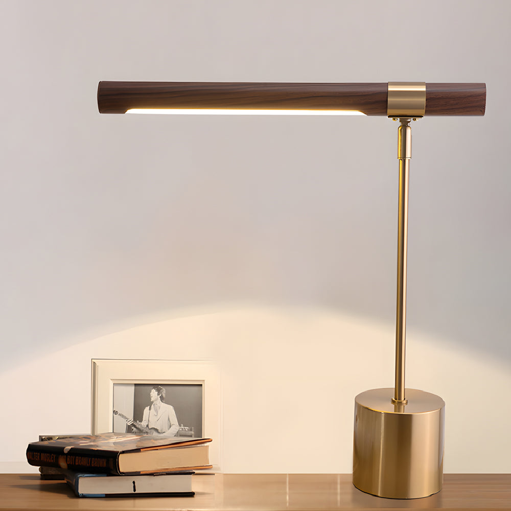 Modern Wood & Brass | LED Desk Lamp with Adjustable Color Temperature | Minimalist Design for Cozy Workspaces