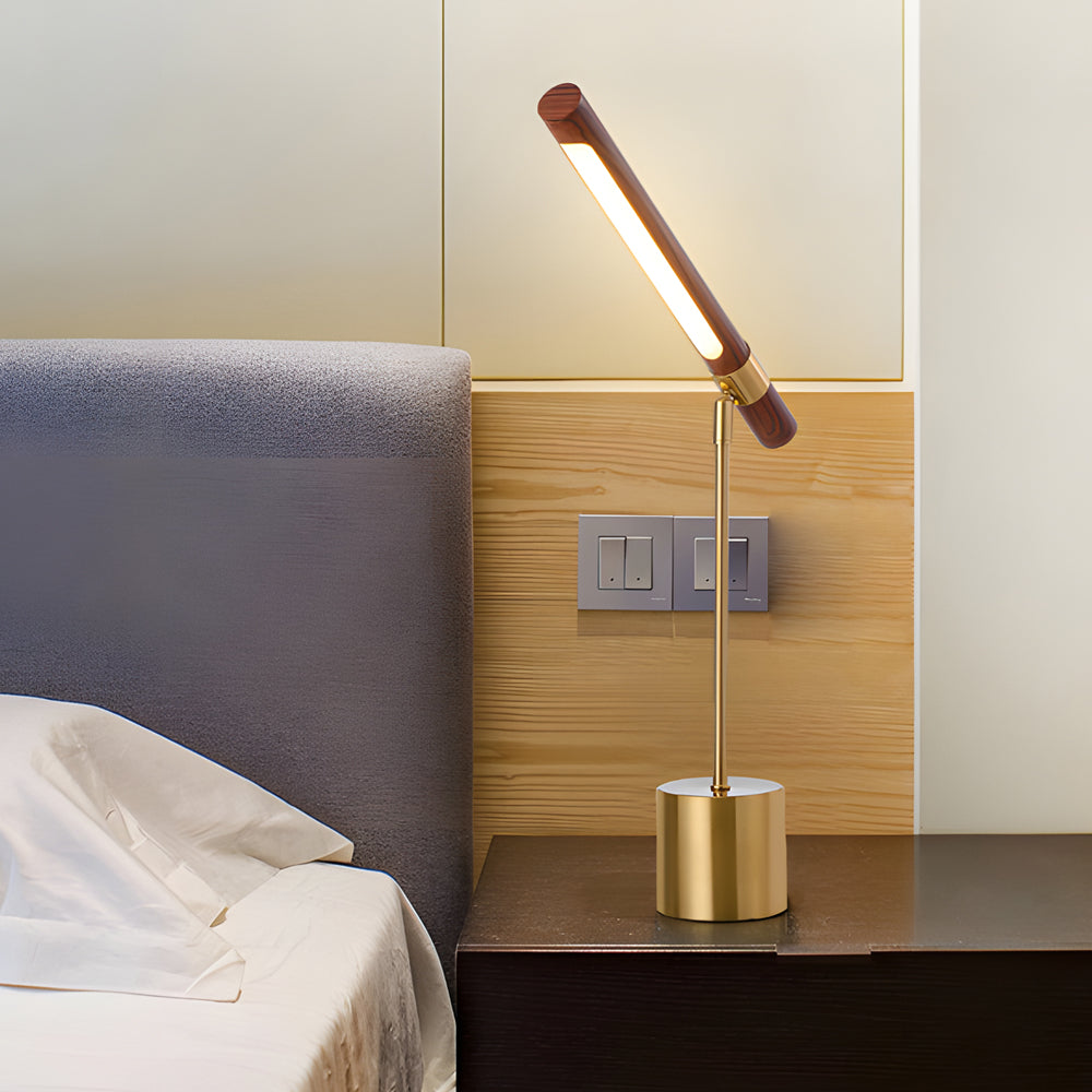 Modern Wood & Brass | LED Desk Lamp with Adjustable Color Temperature | Minimalist Design for Cozy Workspaces