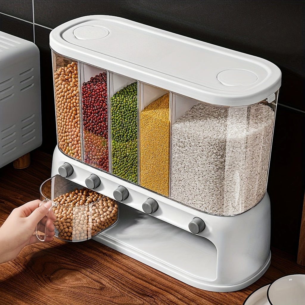 Multi-Compartment Grain Storage Container with Airtight Lid | Space-Saving Design for Freshness and Organization