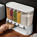Multi-Compartment Grain Storage Container with Airtight Lid | Space-Saving Design for Freshness and Organization